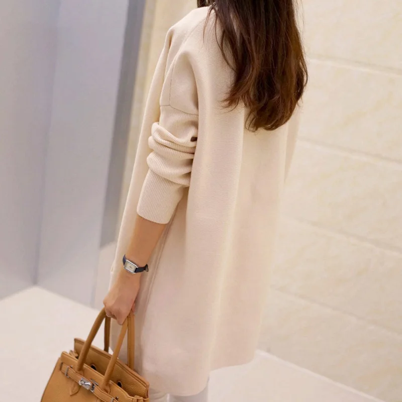 TIGENA New Arrivals Covered Button Long Cardigan Female 2017 Sleeve Knit Cardigans Women Autumn Winnter Sweater Poncho |
