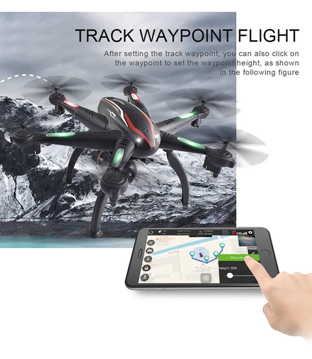6-осевой RC Дрон с GPS 1080 P WI-FI FPV Широкий формат Камера квадроциклы, Follow Me(следуй за мной режим траектории Fly автоматический возврат Gimbal RC вертолет
