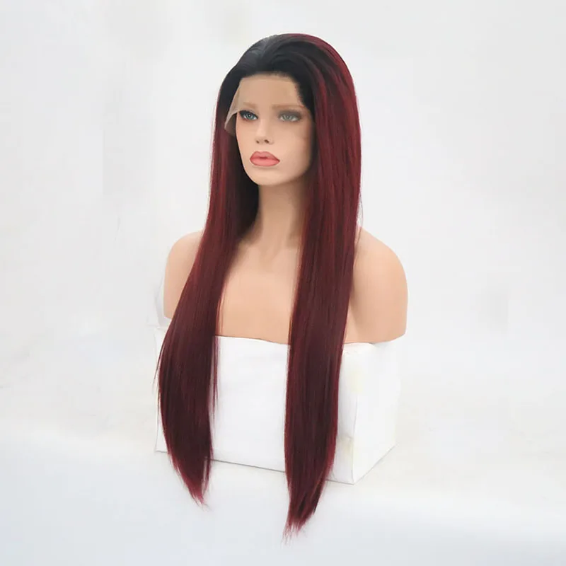 Charisma Омбре красный парик высокотемпературные волосы синтетический с темными