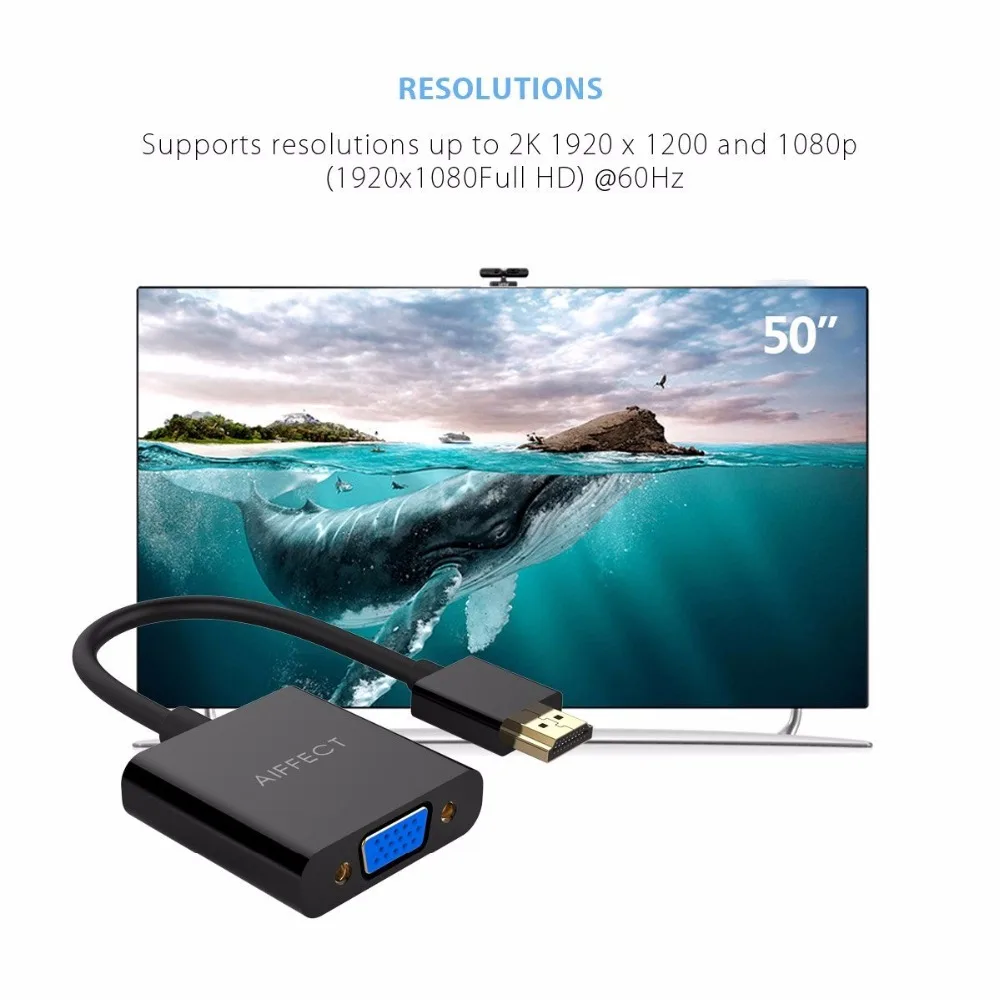 AIFFECT HDMI к VGA адаптер цифро аналоговый видео аудио конвертер Кабель hdmi vga разъем для