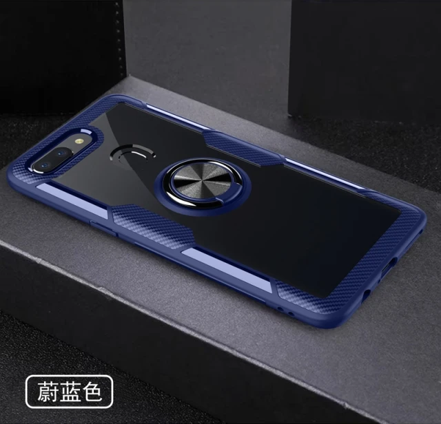 Синий Для huawei Honor View 20 чехол Роскошный прозрачный PC+ защитное кольцо из углеродного волокна для Honor V20 Caque PCT-AL10 - Цвет: Синий