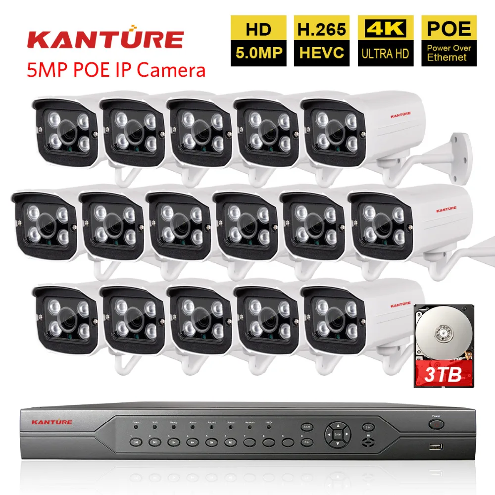 H.265 16CH 4 K 5MP POE система NVR 16 шт. безопасности/внешняя влагозащищенная