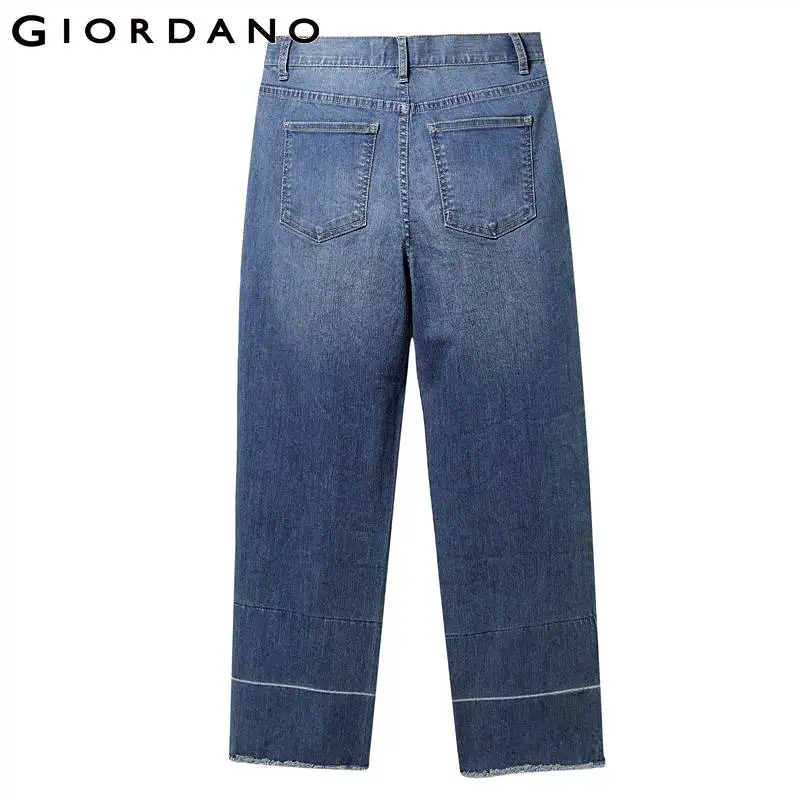 Giordano женские джинсовые брюки необработанный край Длина по щиколотку Широкие