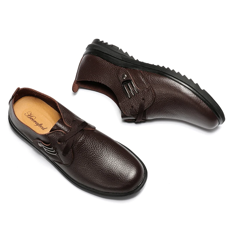 Size 37~47 Full Grain Leather Shoes Men Classic Simple Style Flats #2928 | Обувь