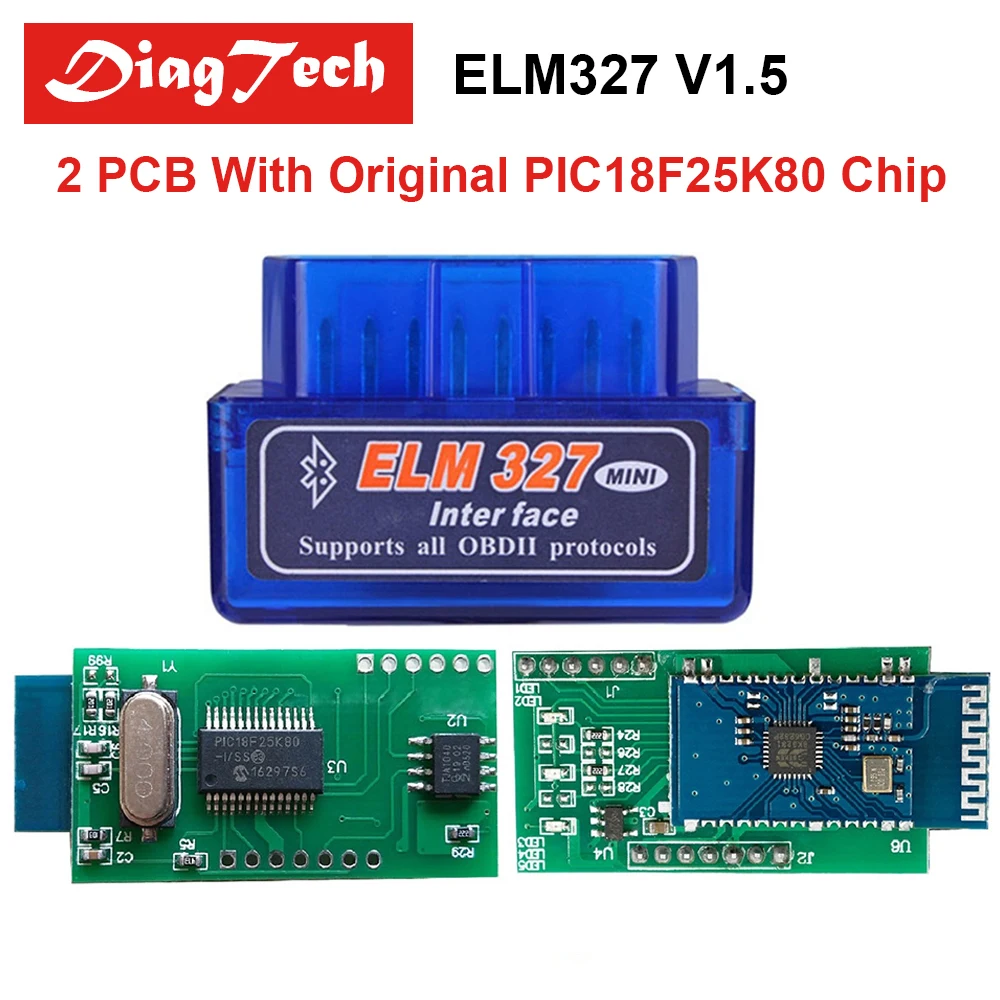 Супер Мини ELM 327 Bluetooth V1.5 с оригинальным PIC18F25K80 чип диагностический инструмент ELM327 OBD2 OBDII адаптер Диагностика авто