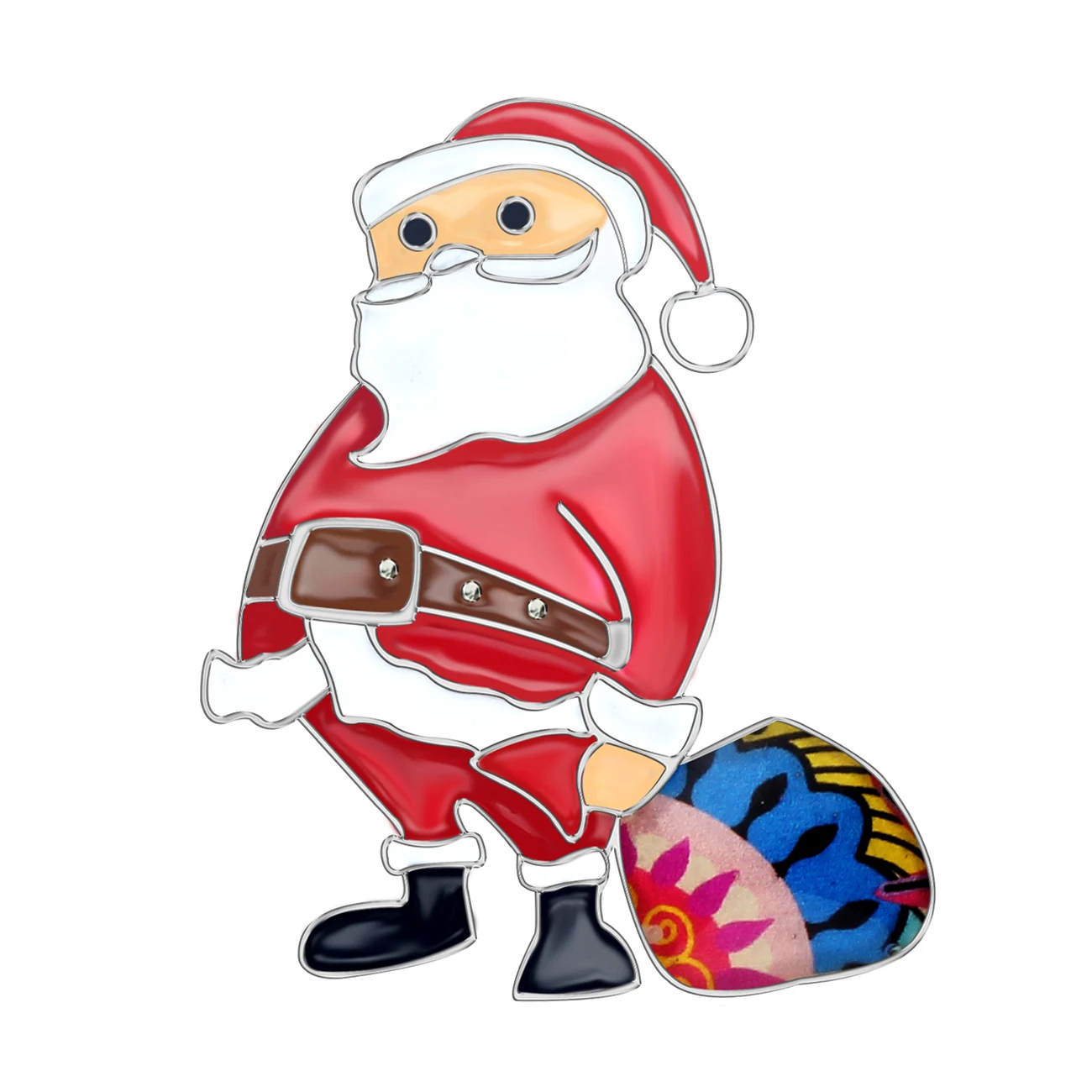 WEVENI Enamel Alloy Christmas Santa Claus Gift Bag Brooches Scarf Clothes Pin Jewelry For Women Girls Teens Navidad Decorations | Украшения