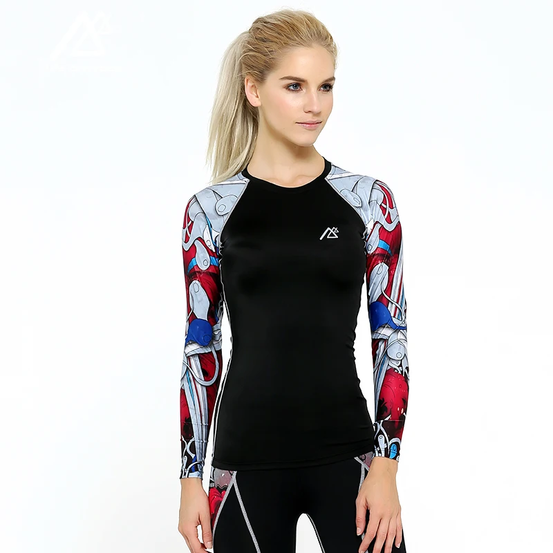 Женские Компрессионные спортивные футболки одежда для бега и тренировок с