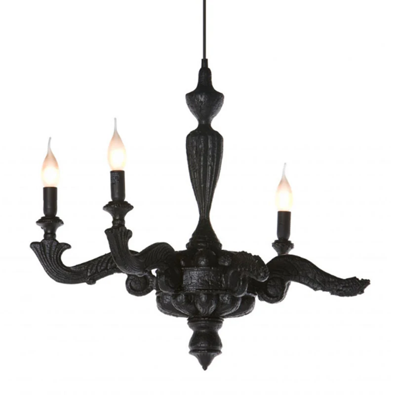 

Creative Art Black Resin Incineration Design Three Head Chandelier Personality for Living Room Decoration E14 LED lighting