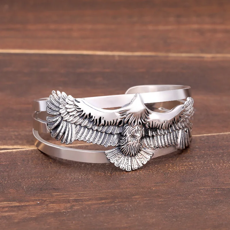 

S925 Стерлинговое Серебро Takahashi Goro ручной работы Орел Ретро тайское серебро для мужчин и женщин мужской Открытый браслет