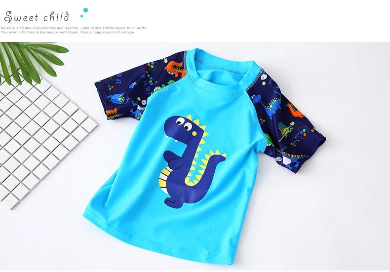 Летние купальные комплекты для мальчиков модная детская футболка + шорты шапочка