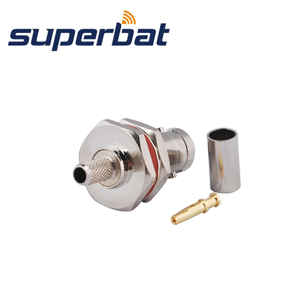 Superbat 10pcs BNC Crimp Female Bulkhead O-ring RF Coaxial Connector for LMR195,RG58,RG142