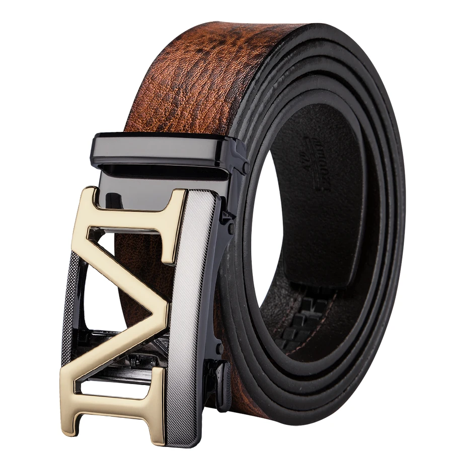 PD-0058-DG-C Hi-Tie брендовая коричневая коробка для лент Наборы Роскошные из натуральной кожи автоматические пряжки ремни для мужчин повседневный ковбойский ремень для джинсов ремень - Цвет: PD-0058-DG-C