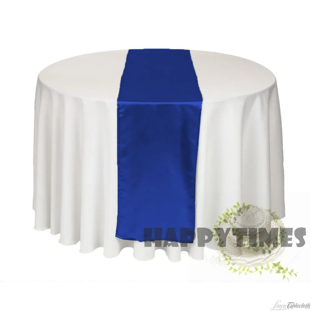 Royal blue Украшение для свадебной вечеринки современный стиль, сатиновый материал, для стола узкая Скатерть льняная Новогодняя деко - Цвет: Royal blue