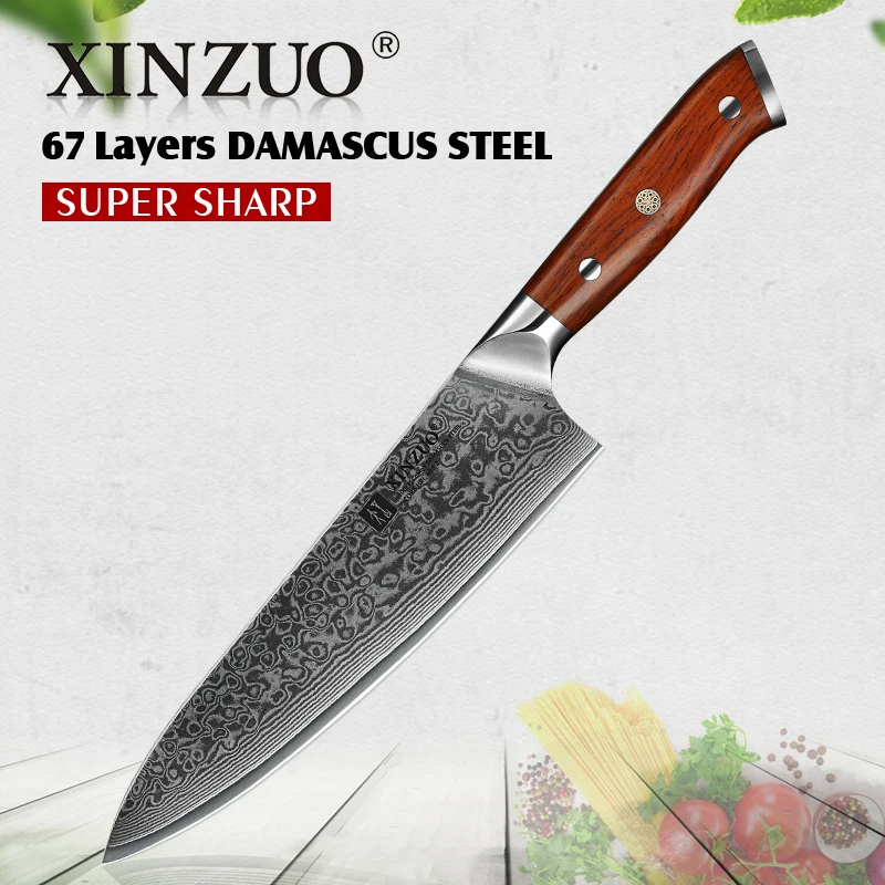 XINZUO 8,5 ''дюймовый нож шеф-повара vg10 кухонные ножи из дамасской стали из нержавеющей стали Gyutou нож для нарезки керамики Палисандр Ручка