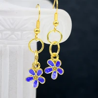 gold color 10mm flower shape cloisonne dangle earrings for lady eardrop enamel original design new fashion gifts jewelry b3011