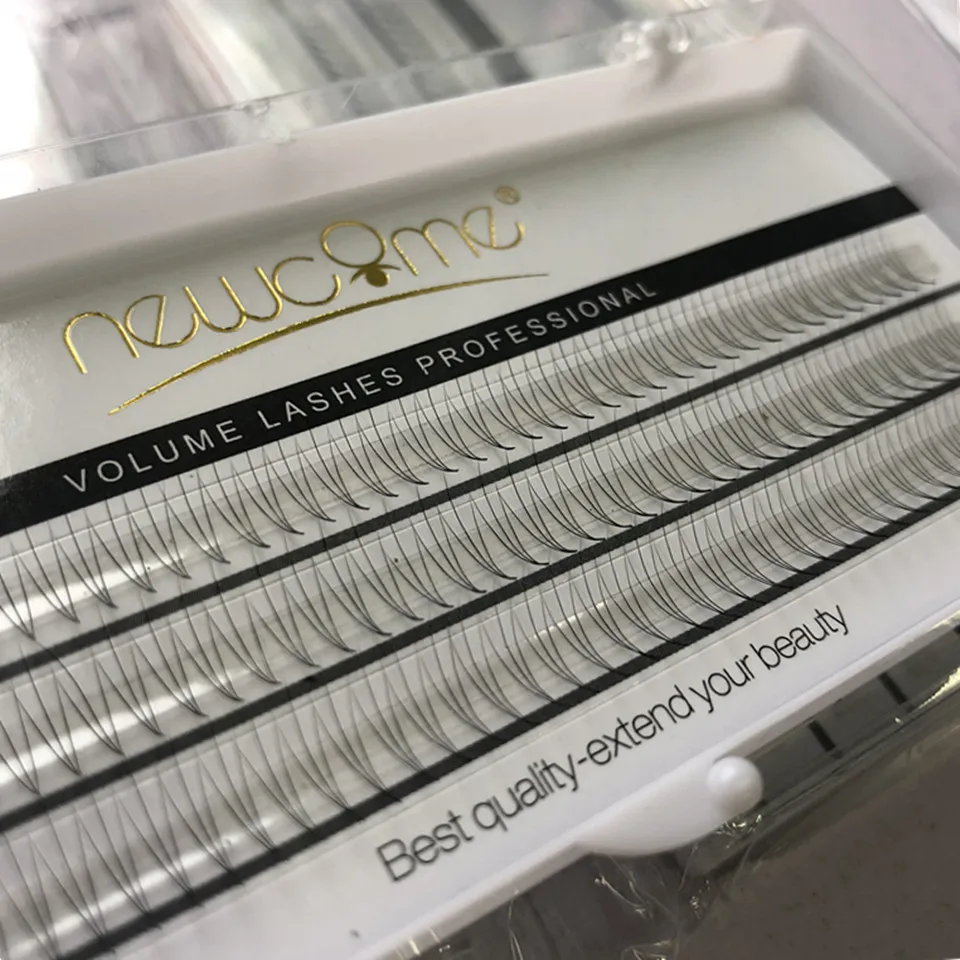 

NEWCOME 1 Tray 3D False Mink Volume Eyelash Extension Individual Fake Eye Lashes 100% Hand Made Fans Lashes