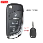 Модернизированный чип Keyecu Flip дистанционный ключ-брелок от машины, 2 кнопки, 433 МГц, PCF7946, для Renault Master и Traffic Kango 2000-2008