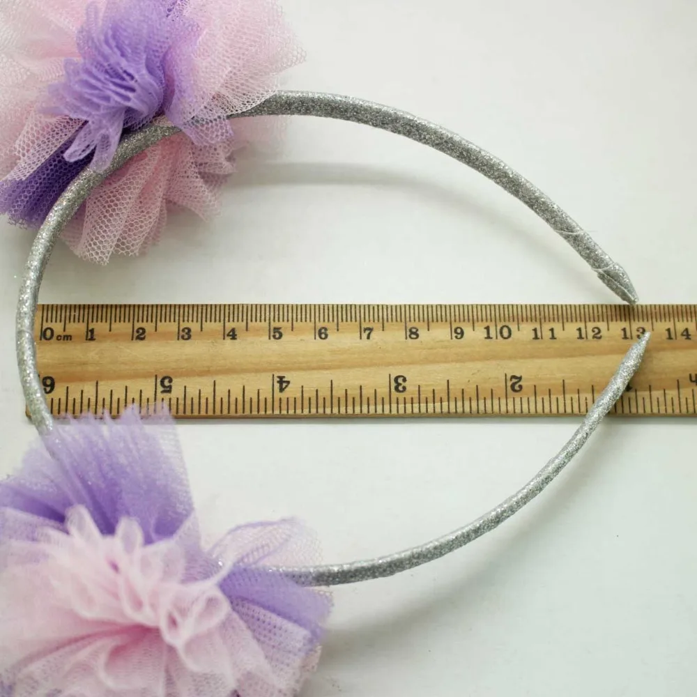Оптовая продажа розовая Фиолетовая лента для волос с цветами Очаровательная