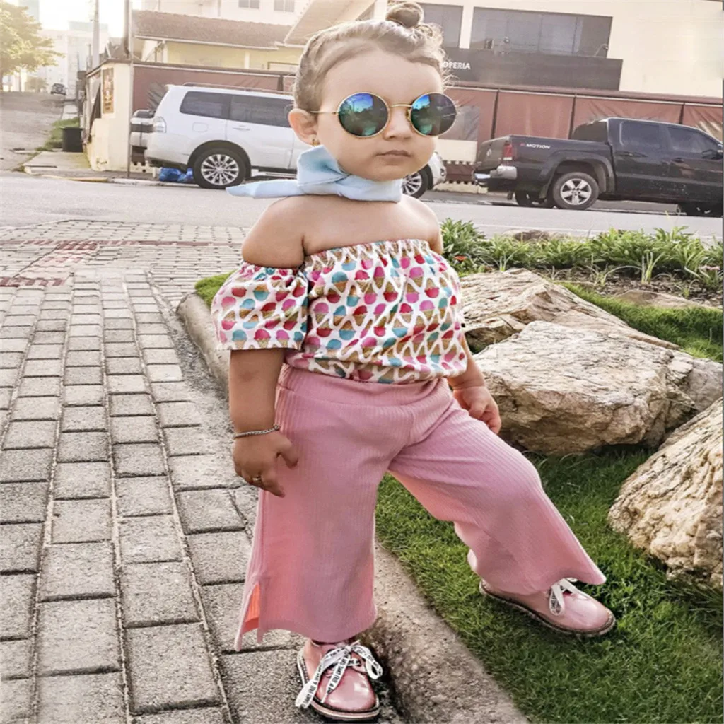 Детская одежда Одежда для девочек Футболка с принтом мороженого топ + штаны