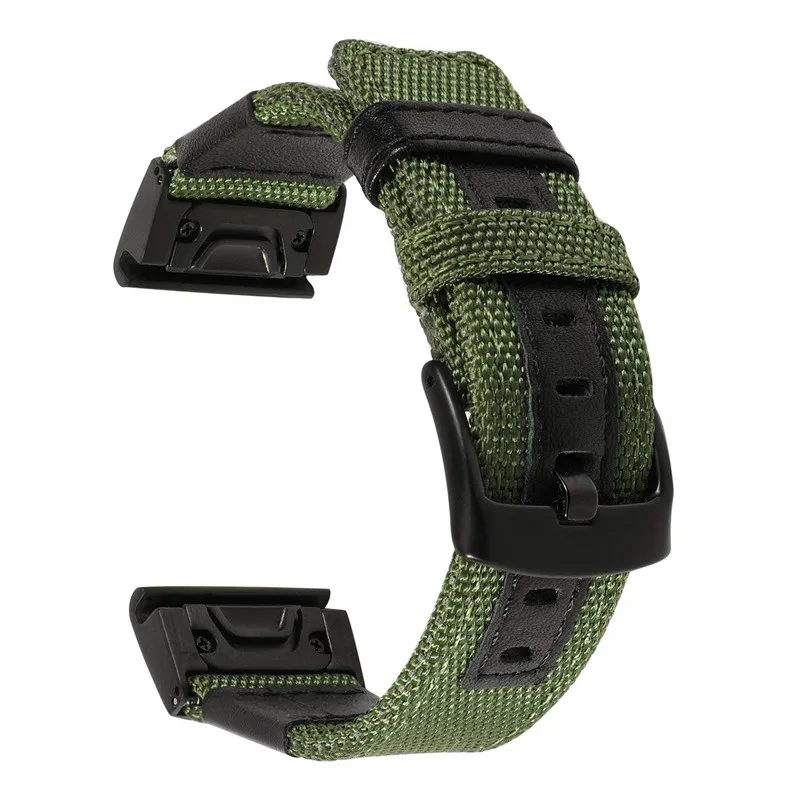Зеленый 22 мм 26 мм Quick Release Easy Fit ремешок для часов Garmin Fenix 5X 6X/5 6 fenix 3 тканый нейлоновый ремешок из натуральной кожи спортивный 9,26 - Цвет: Зеленый