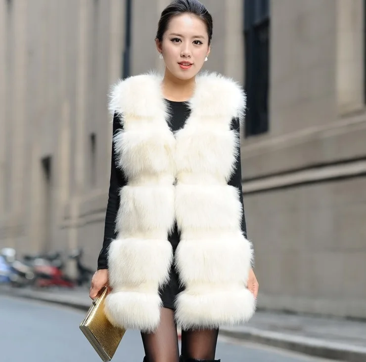 New Fashion 2017 Autumn and Winter Faux Fur Stripe Show thin Solid Female Women Rabbit fur Lady's dress Patchwork Coat Vests