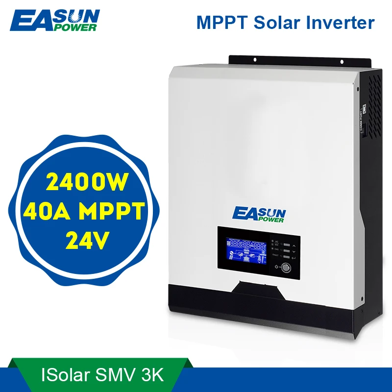 Источник питания Easun 2400W солнечный инвертор 220V 40A MPPT 3Kva Чистая синусоида Инвертор 50Hz 60HZ решетки инвертор 24V зарядное устройство