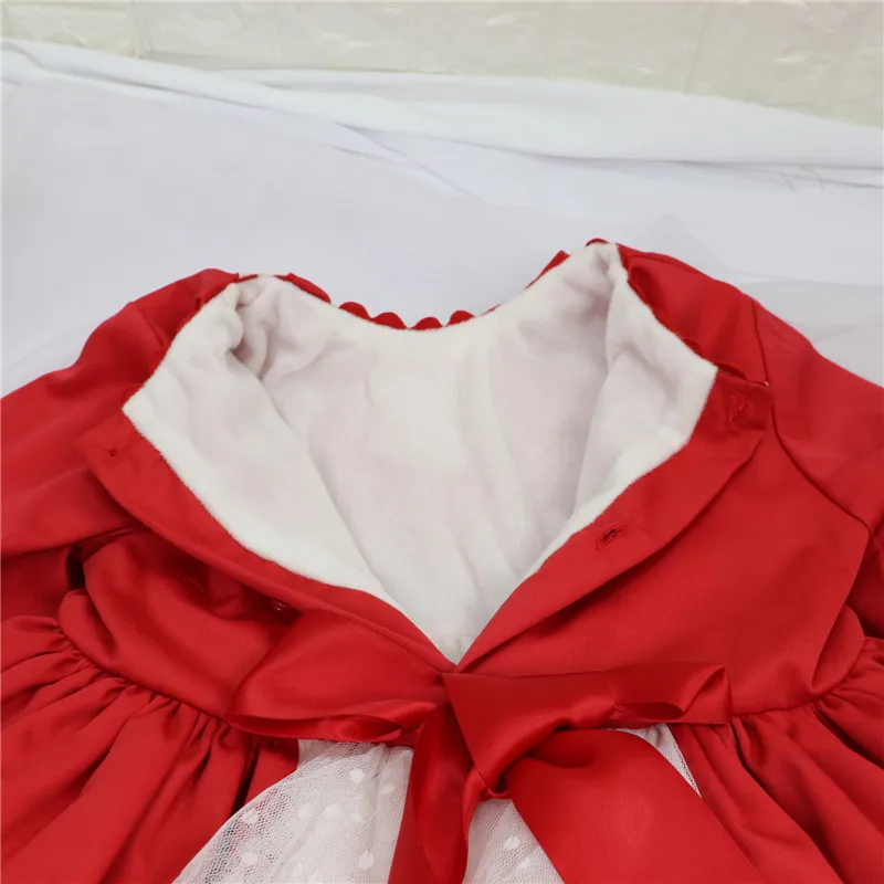 Autumn Winter Spanish Kids Dresses for Girls Patchwork Baby Dress With Bow Hat Long Sleeve Robe Fille Christmas Party Pink | Детская