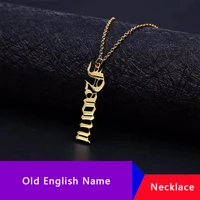 custom vertical name necklace collier bijoux femme personalized old english name necklaces pendants custom jewelry accessories