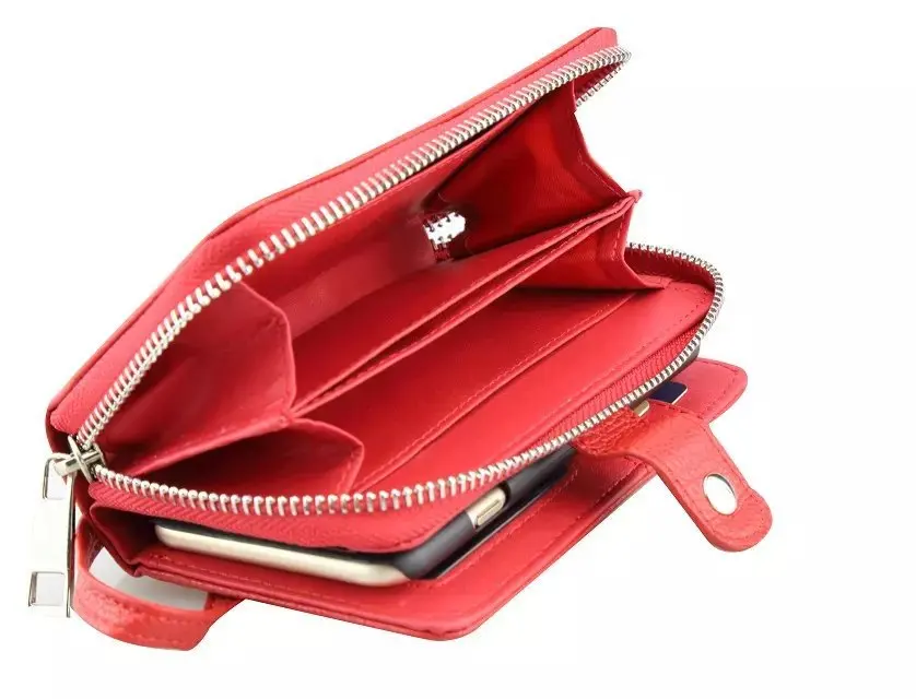 1x Роскошный кожаный чехол на молнии с отделением для кредитных карт iphone 6