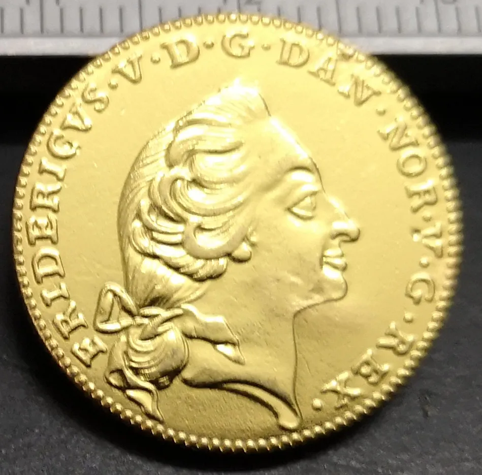1758 Дания 12 Mark 22K позолоченная копировальная монета|coin coins|coin goldcoin copy |