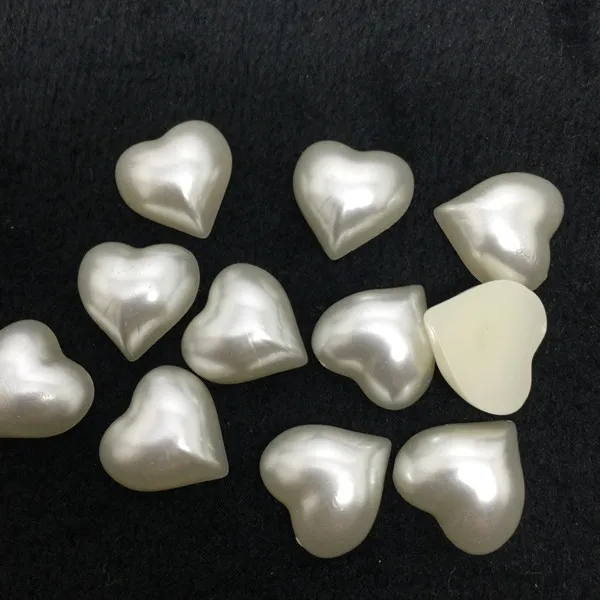 Ivory 100 шт 15 мм белый цвет слоновой кости розовый синий Сердце Flatback Половина жемчуга сердца кабошоны Diy смолы украшения для скрапбукинга и изготовления карт - Цвет: Ivory