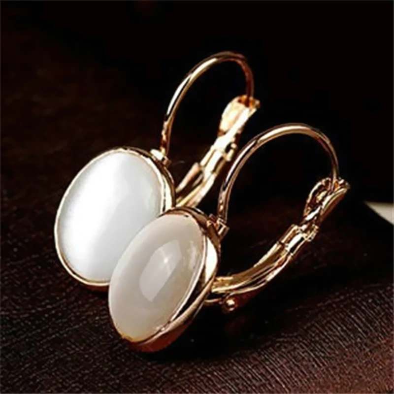 Ociki модные ювелирные изделия цвета розового золота модные серьги OL с овальным опалом и кристаллами для женщин и девушек висячие серьги Прямая поставка подарок