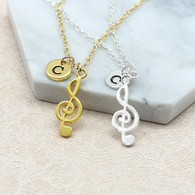26 букв нежная подвеска с музыкальной нотой ожерелье женщины Любовь Музыка Ритм
