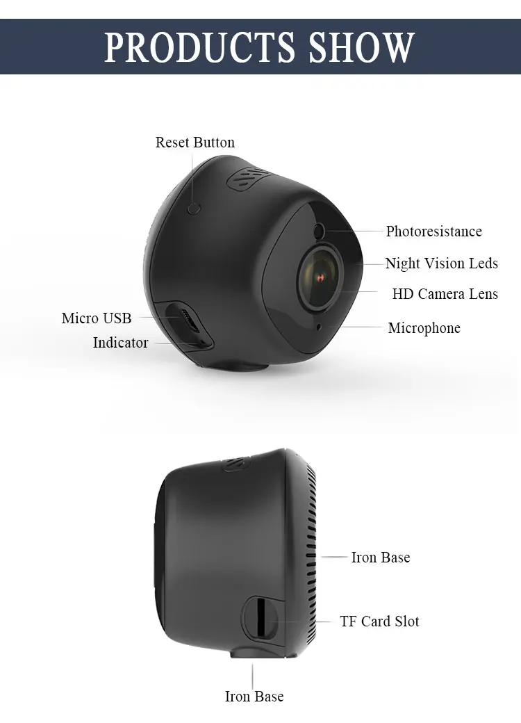 KONLEN Крытая 2MP Мини wifi IP камера 1080P HD инфракрасная маленькая CCTV домашняя охранная камера наблюдения sd-карта слот приложение монитор