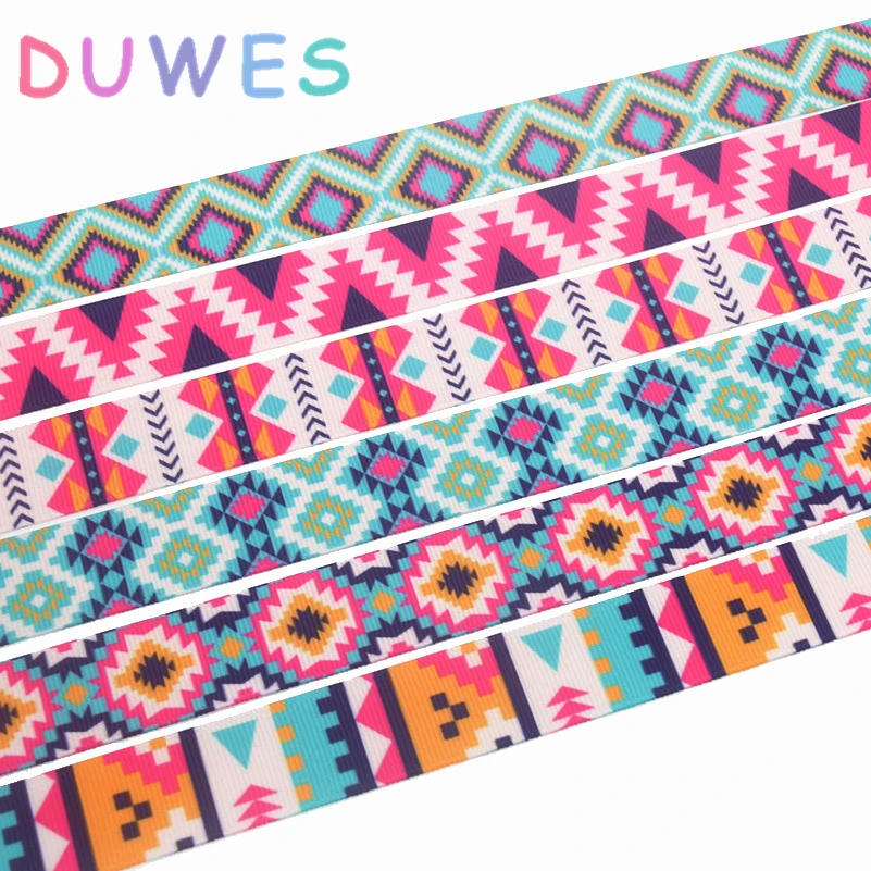 DUWES 50 ярдов Этнический узор Печатный grosgrain ленточный аксессуар украшение для