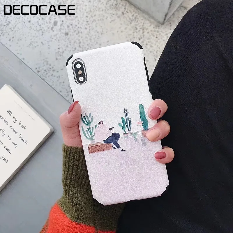 DECOCASE Cute Funny 3D Cactus Cartoon Pink Women Girls Friends Couple Phone Cases for iPhone 6 6s 7 8 Plus X XR XS Max Covers |