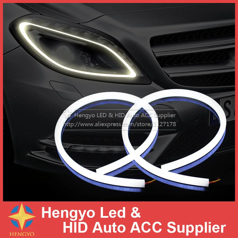 2x60 см белый и желтый янтарь трубки горки головной светильник автомобиля