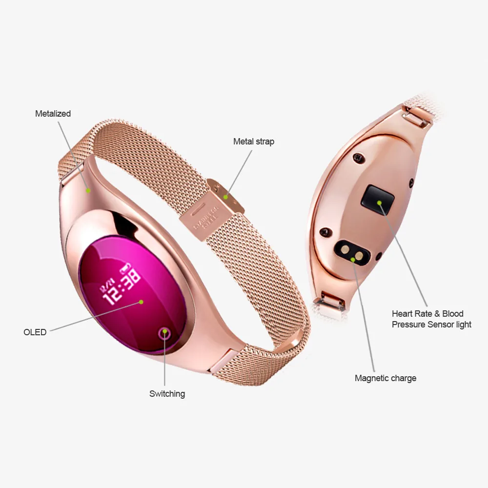 Voberry смарт-браслет для женщин Z18 Bluetooth Android Ios кровяное давление монитор сердечного