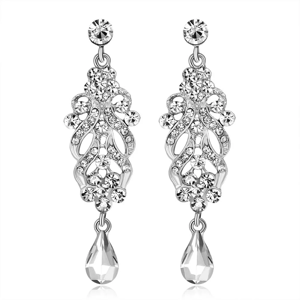 Style 6 Clear TREAZY, прозрачный/Красный/Королевский синий кристалл, свадебные длинные висячие серьги для женщин, Серьги невесты, ювелирные изделия на выпускной, подарки для женщин - Окраска металла: Style 6 Clear