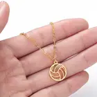 CHENGXUN кулон для волейбола, ожерелье, спортивные украшения, подвеска в виде спортивного волейбола с шариком, полый дизайн, розовое золото, спортивный веер