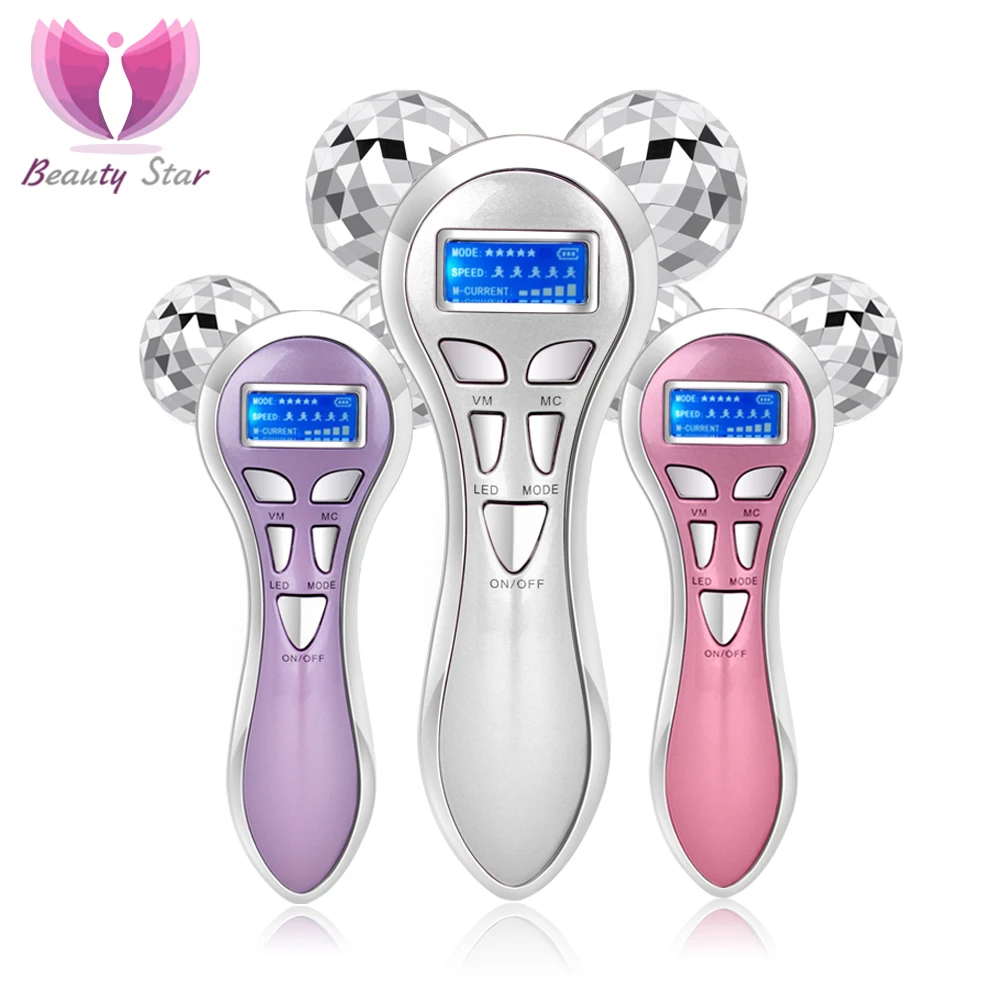 Micro-current Vibration Massager 4D Roller Facial Massager Y Shape Rotating V Face Lifting Face Massage Skin Tighten Machine
