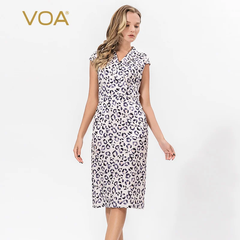 Женское шелковое платье карандаш VOA летнее облегающее офисное с коротким рукавом