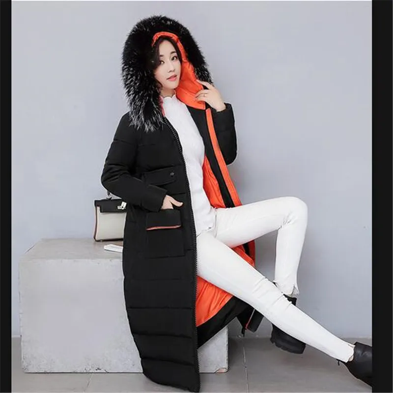 

Women's Winter Jacket New Heavy hair collar Long Coat Plus size Large winter Thicke Parkas Cotton Padded Jackets Coats A0047