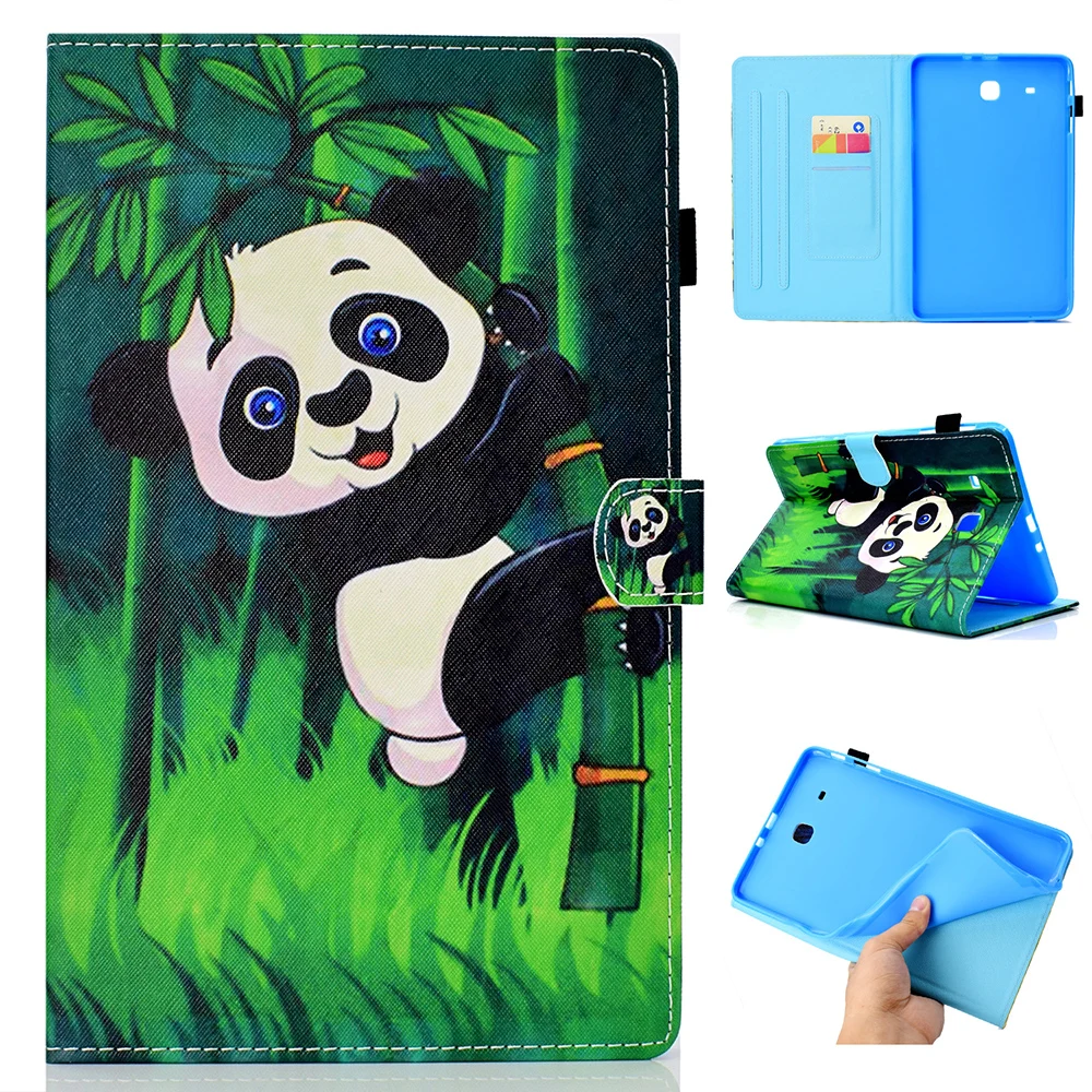 Fashion Cartoon Pattern Tablet PC Wallet Card Slot Case for Samsung Galaxy Tab E 9.6 T560 T561 Stand Flip Cover coque | Компьютеры и