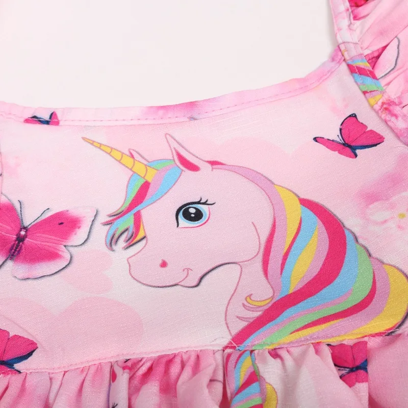 Платье для девочек с радужным единорогом платья платье принцессы детская одежда
