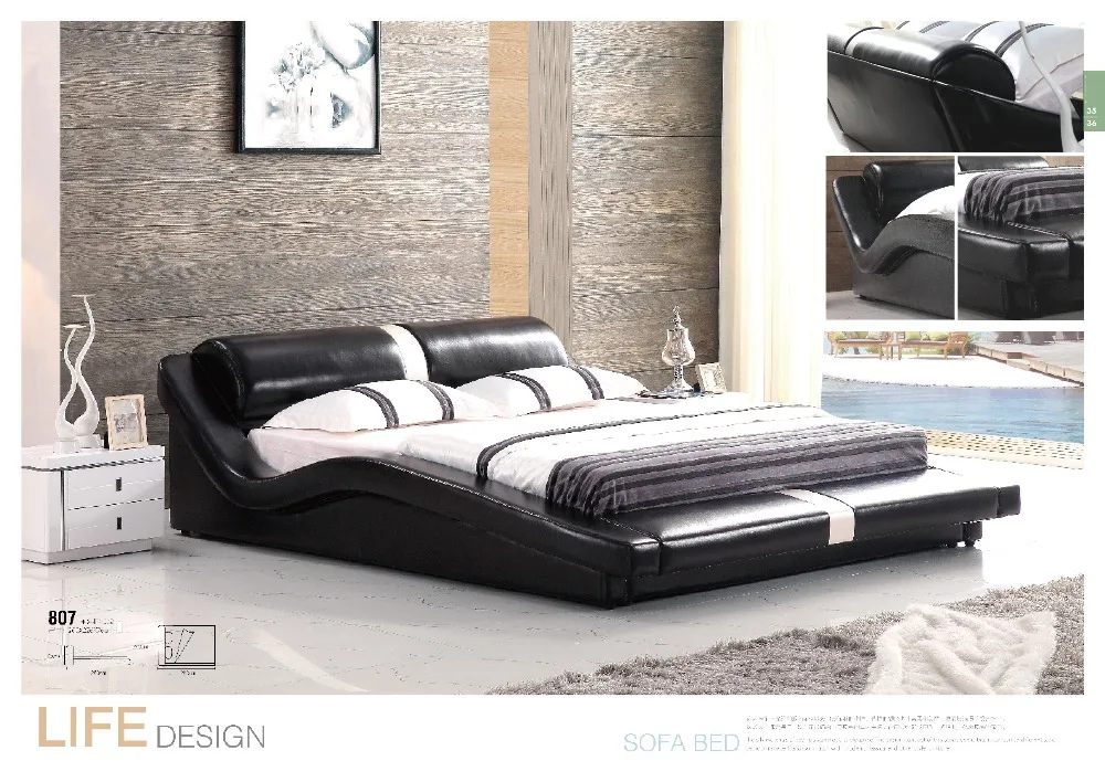 Camas dormitorio современный дизайн кровати кожаная кровать с кожаной рамой|designer leather