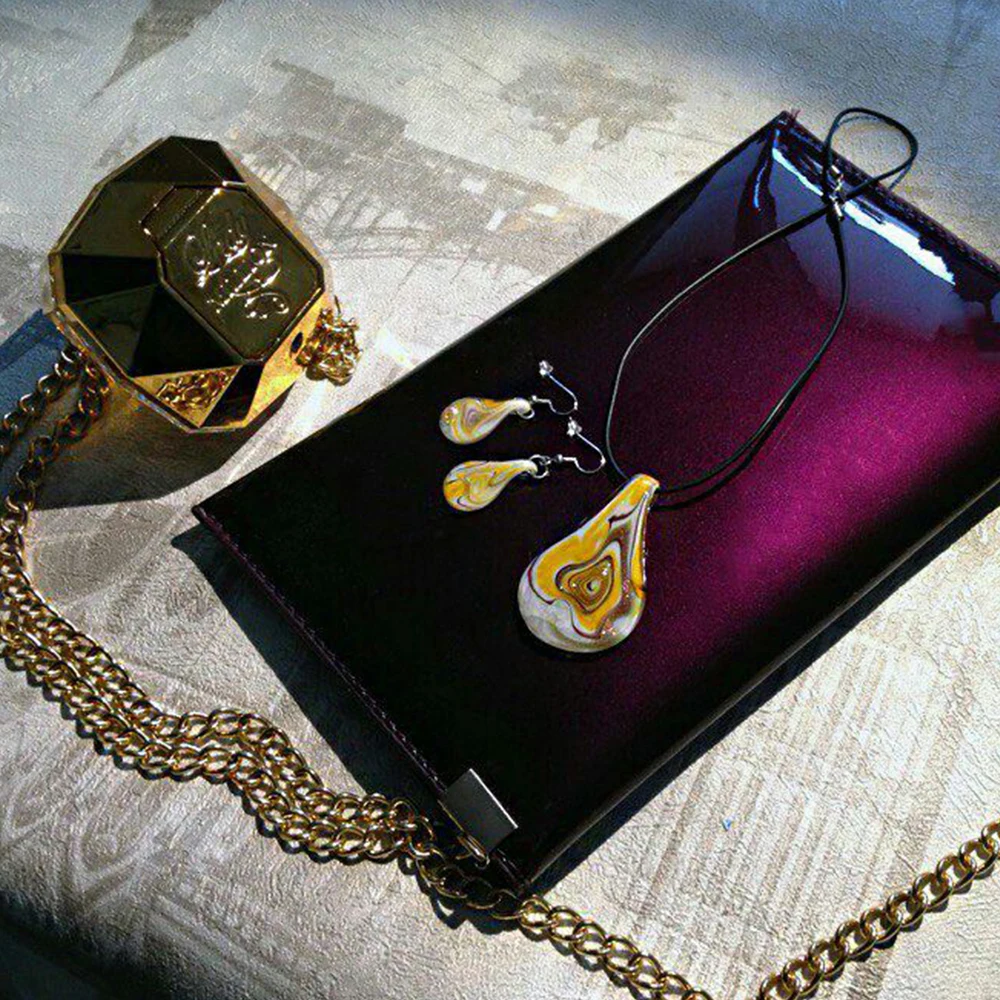 Ожерелье и серьги Ювелирные наборы хаотическая нить муранское стекло вдохновение капли воды в форме Lampwork