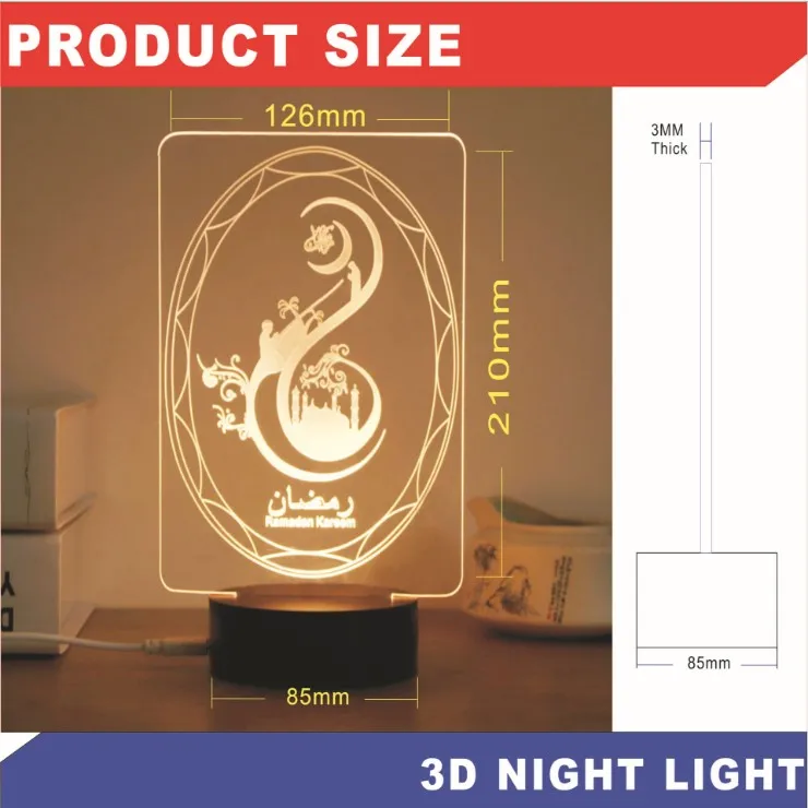 I 1 шт. USB питание креативный 3D EID Mubarak светодиодный ночник 3D Рамадан Mubarak Настольная лампа для Eid al-Fitr вечерние вечеринка украшения света - Цвет: I