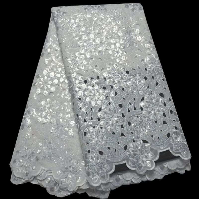 (5 ярдов/шт.) Высококачественная африканская кружевная ткань ручной работы из