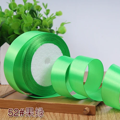 fruit green 25 мм 22 метра(25 ярдов) Шелковая Атласная Лента Свадебная вечеринка Декор Пригласительные открытки подарочная упаковка принадлежности для скрапбукинга Сделай Сам лук Ремесло - Цвет: fruit green